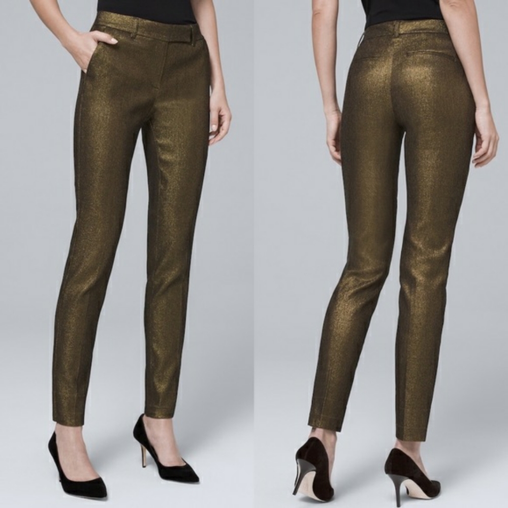 White House Black Market Gold Ankle Pants